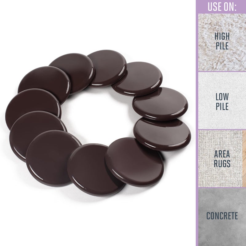 Super Sliders 3 1/2"" Round Reusable Furniture Sliders for Carpet - Effortless Moving and Surface Protection  Brown (8 Pack) - Image 3
